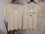 Strickpullover in Goldene Farbe kurz Arm