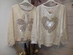 Netzpullover mit Herz ,Blume oder Friedenszeichen