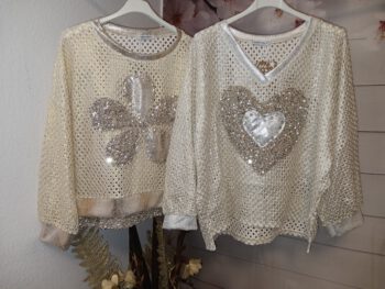 Netzpullover mit Herz ,Blume oder Friedenszeichen