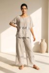 Leinen Set - Hose mit breitem Bein