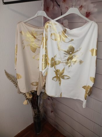 Bluse mit U-Boot Ausschnitt und Aufdruck