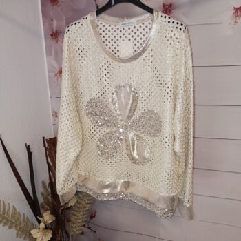 Netzpullover mit Herz ,Blume oder Friedenszeichen - 2, Gold