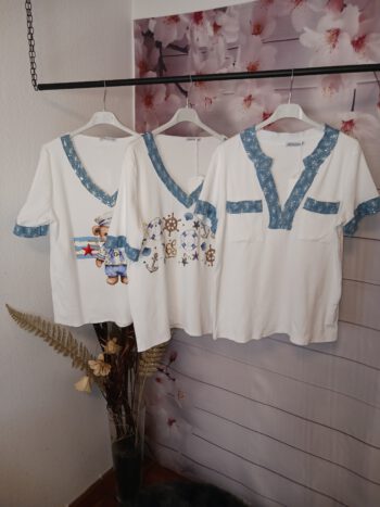 Gerippte T-Shirt mit Motiv