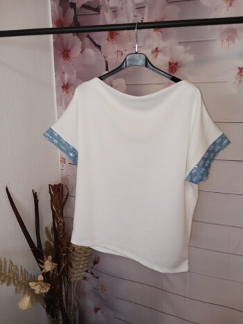 Bluse mit U-Boot Ausschnitt - Kurz Arm