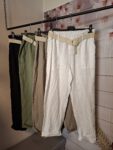 Leinen-Baumwollhose mit Gürtel