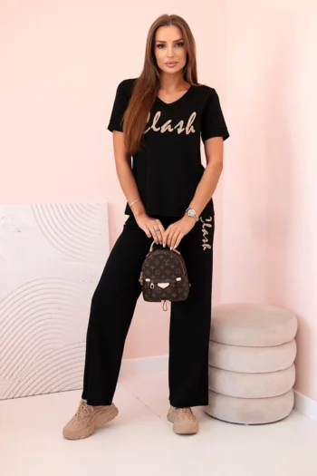 Set aus Viskose mit kurzen Ärmeln und langen Hosen