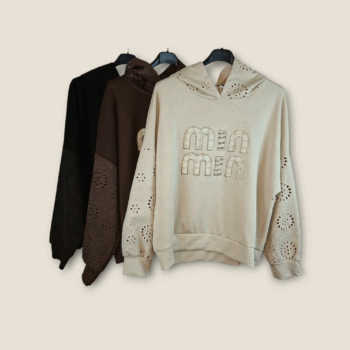 Hoodie mit Cut-Out-Details und Glitzer-Print