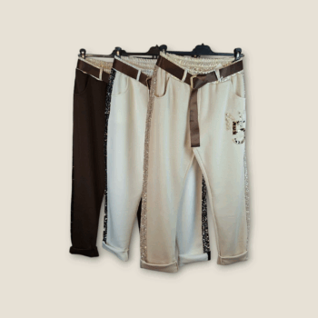 Jogpants mit Glitzerstreifen und Gürtel – Modell "N°5"