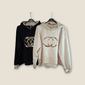 Hoodie mit Glitzer-Details und „Paris“-Print