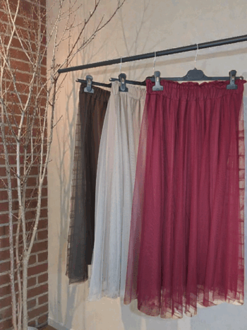 Damen Midi Tüllrock mit Viskosefutter(36-44)