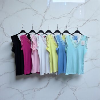 Damen Spitzen Top – V-Ausschnitt  zarte Details (36-42)