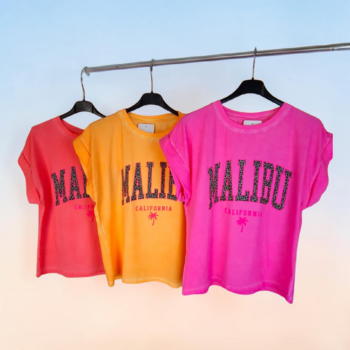 Damen T-Shirt „MALIBU“ – Leo Print | Sommer Trend Shirt(36-40/42)