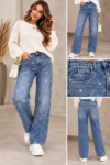 Straight Leg Jeans „Diamond“ mit Glitzer-Rautenmuster